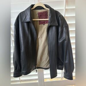 Couture Black Leather Bomber Jacket XL